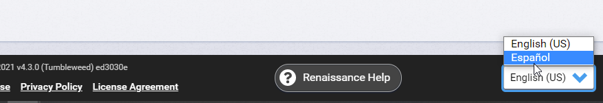  in the footer, use the drop-down list to choose a language