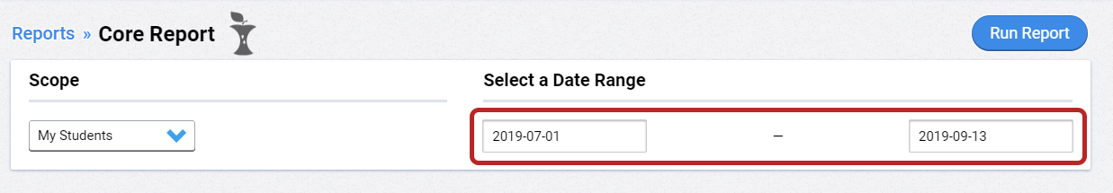 select the date range