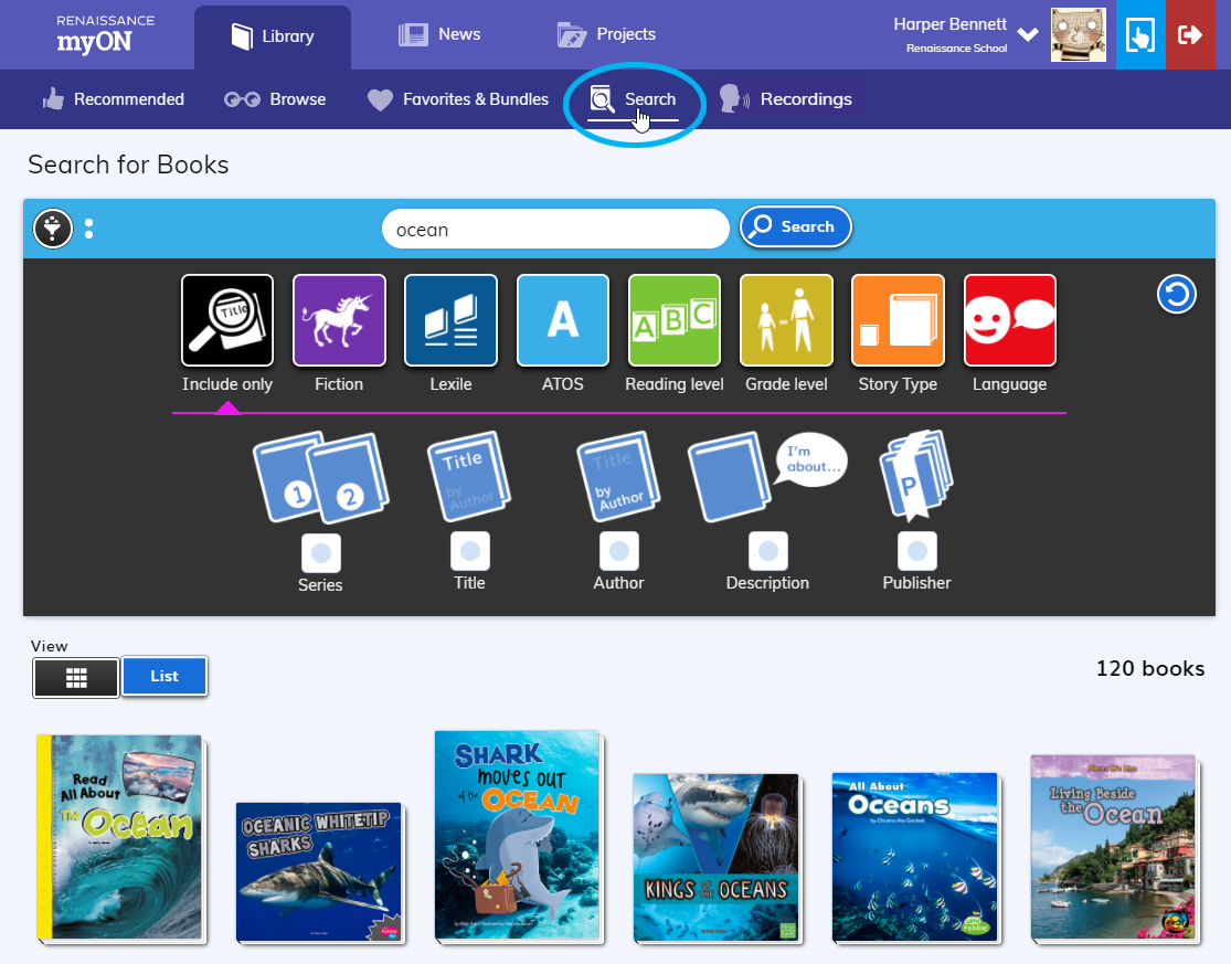 student search eample