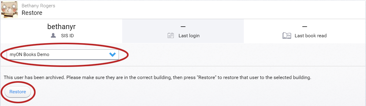 select a building, then select Restore