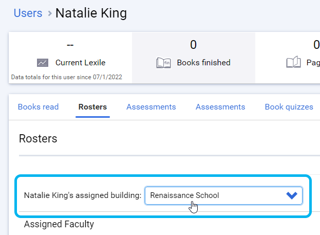 use the drop-down list to select the building that the student is moving to
