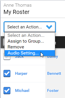 select an action then Audio Setting