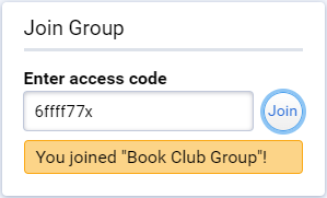 example of the message after a student joins a group