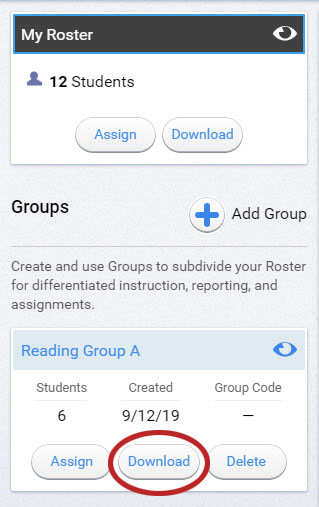 select Download for roster or group