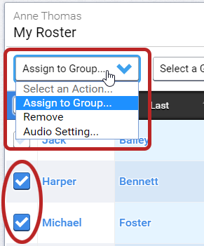 check students, then select the drop-down list to choose what to set