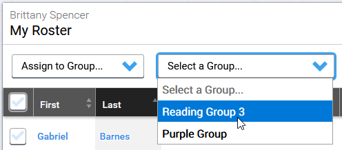selecting a group after selecting Assign to Group