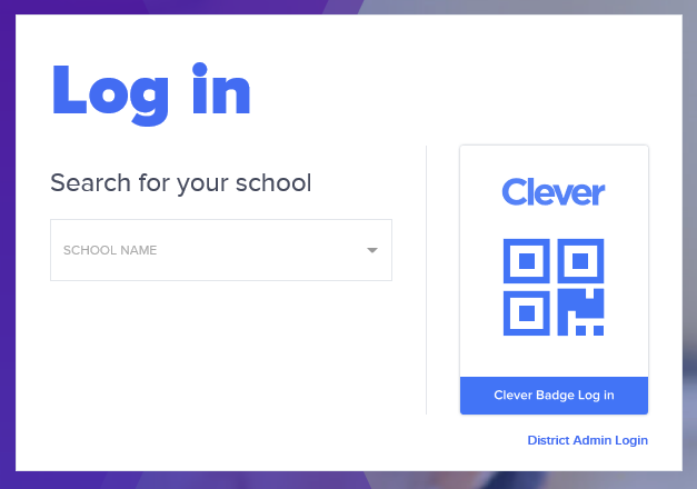 the Clever login page for students