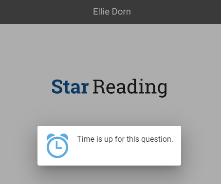 a message tells you when time is up for a question