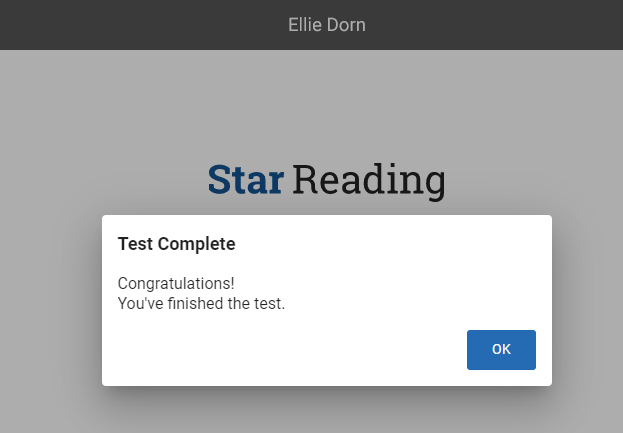 select OK when you see the test complete message