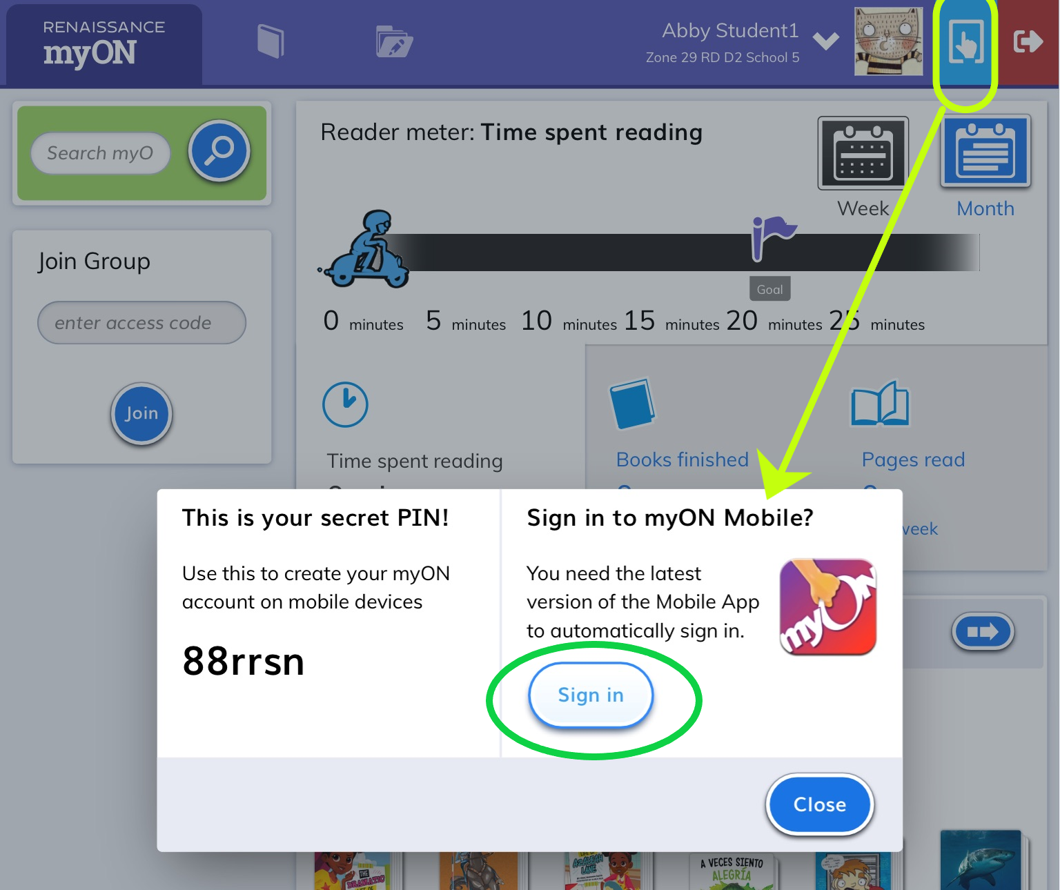 if you are a student, select the tablet icon, then select Sign In