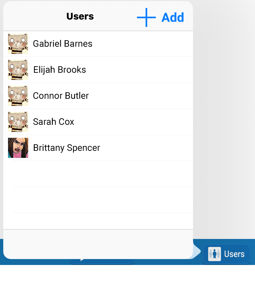 an example of the users list