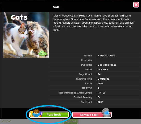 select Read Book in the book information window