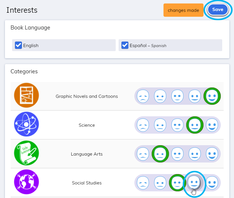 example of interests page with faces