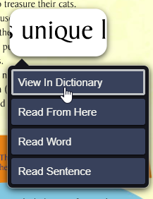 select a word, then select View in Dictionary