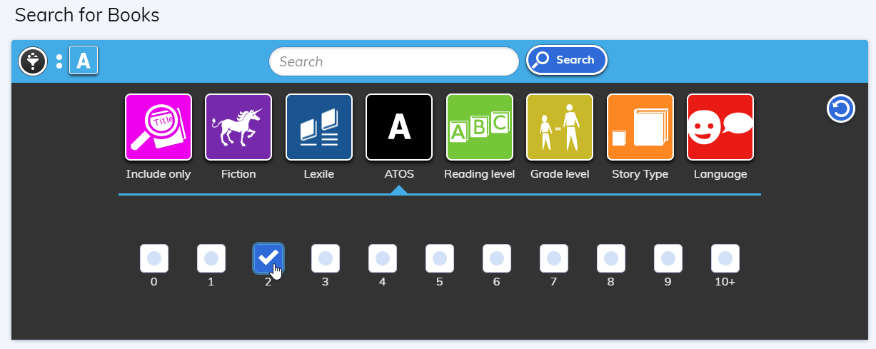 ATOS filter options for younger students