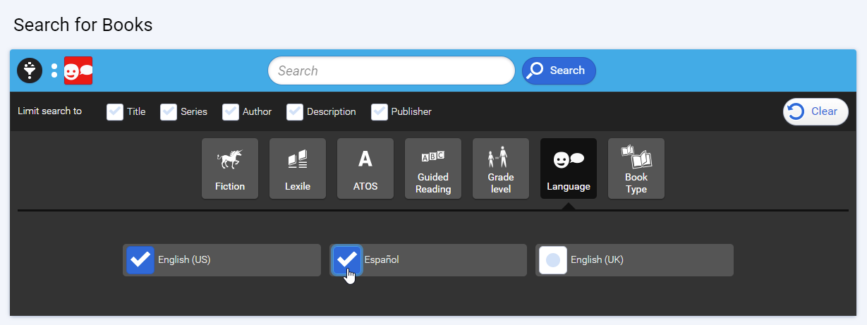 Language filter options for older students and teachers