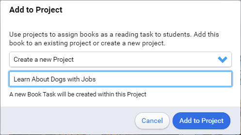 enter the new project name and select Add to Project