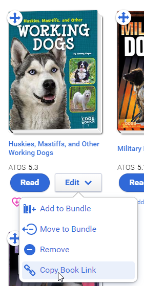 select Edit, then Copy Book Link