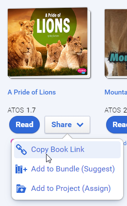 select Share, then Copy Book Link