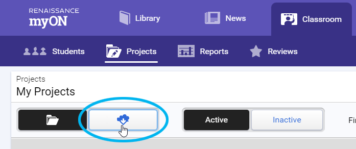select the cloud button on the Projects page