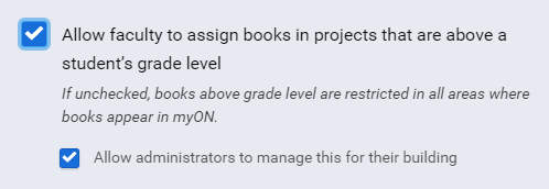 the grade-level setting for books in projects