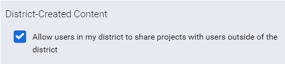 the district-created content setting
