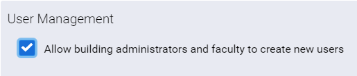 the create users setting