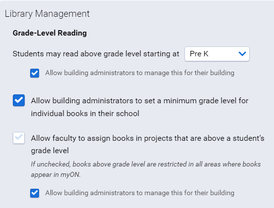 the district grade-level reading options
