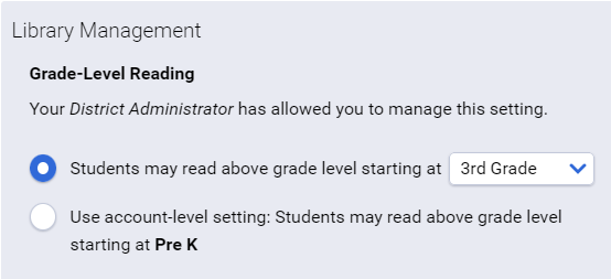the first Grade-Level Reading setting