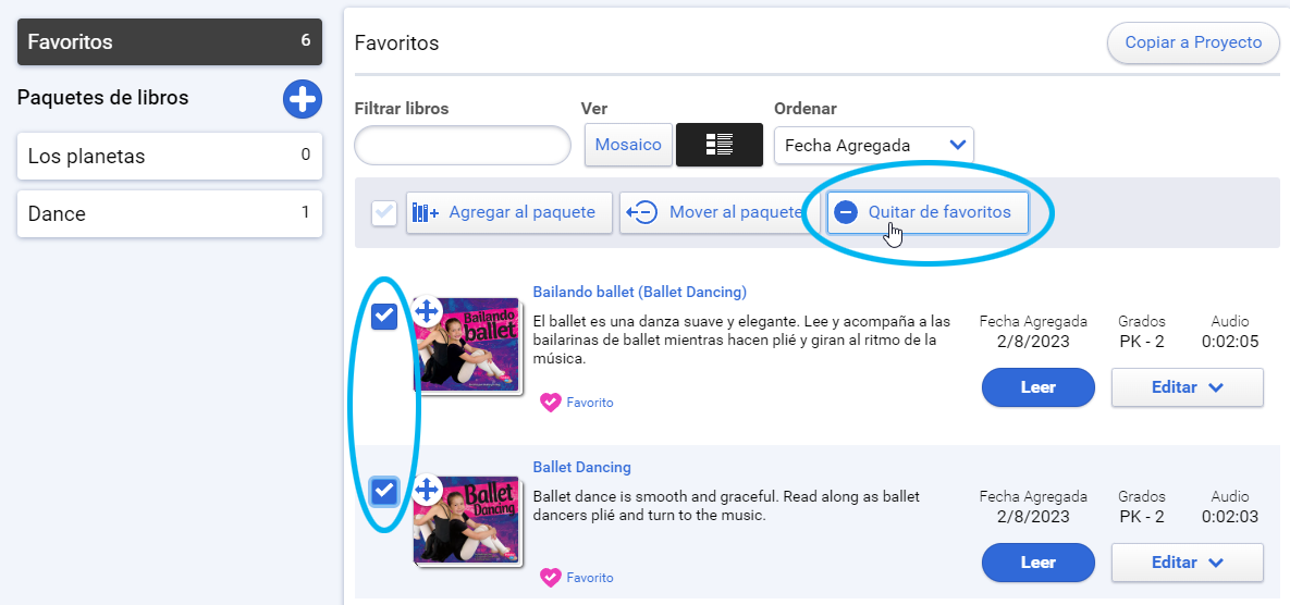 Eliminar de Favoritos