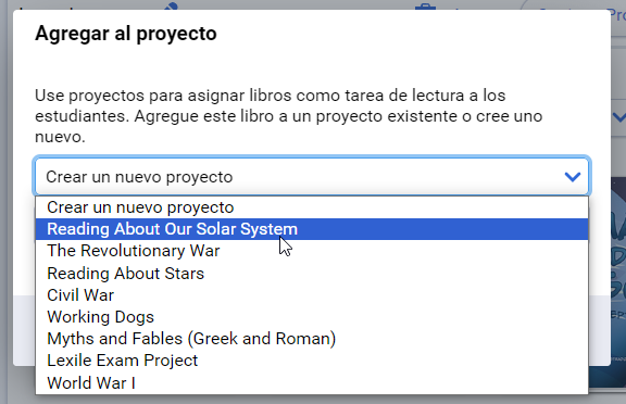 Agregar a Proyecto