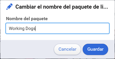 Cambiar el nombre del paquete de li