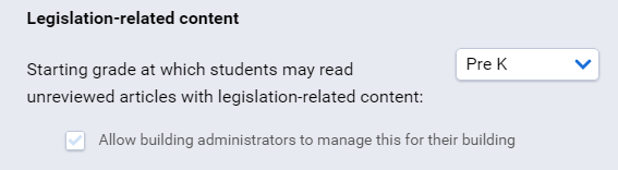 the Legislation-related content settings