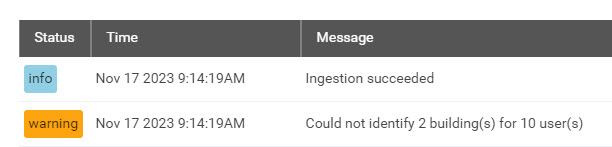an example of the status messages