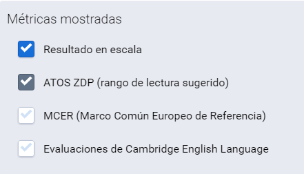 métricas mostradas