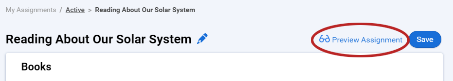 the Preview Assignment link at the top of the page