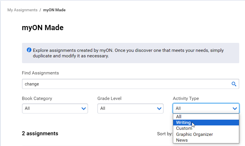 the Activity Type drop-down list