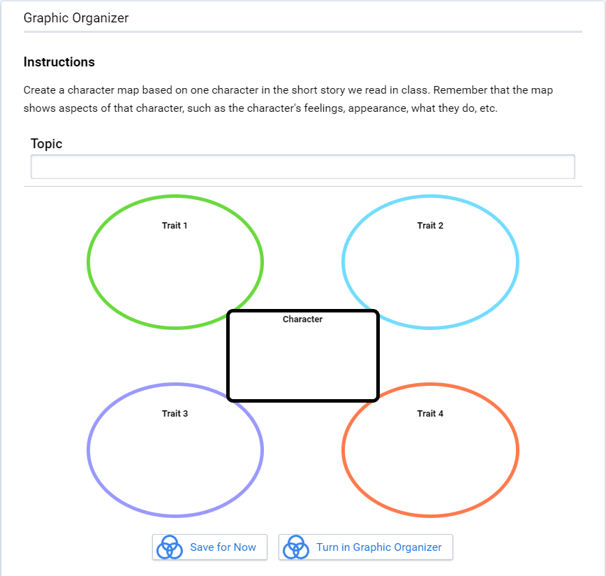 a student's assigned character map activity