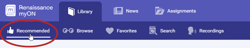 the Recommended link under Library