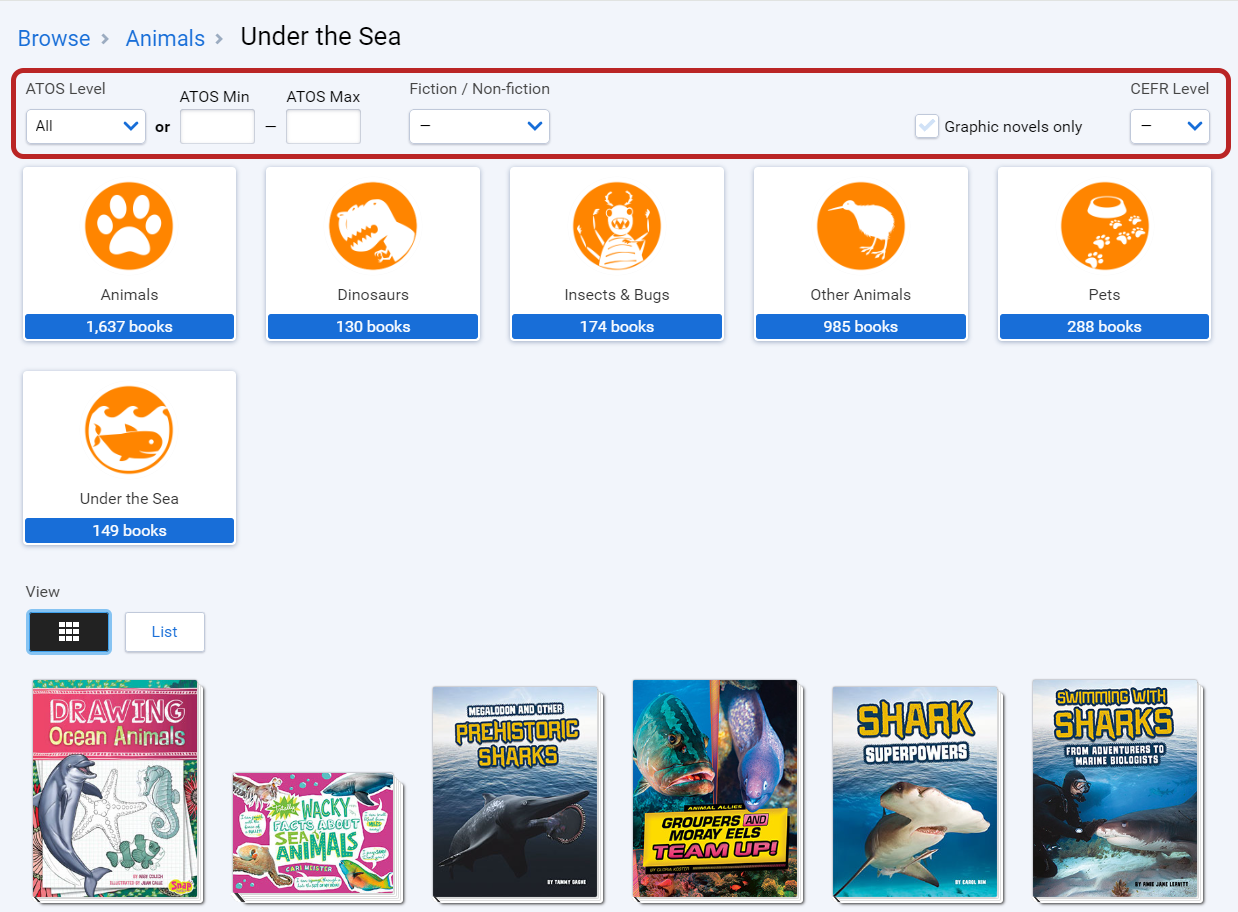 the teacher options when browsing