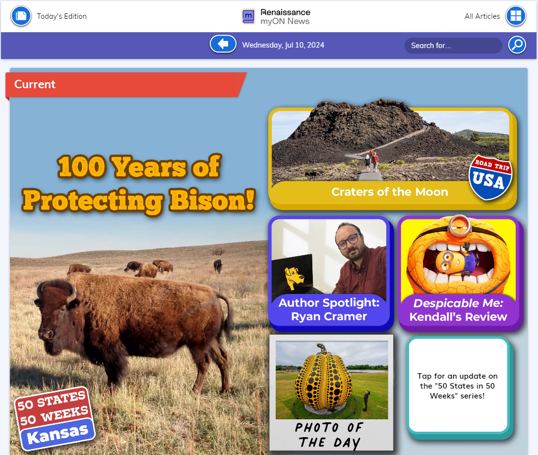 an example of the myON news page