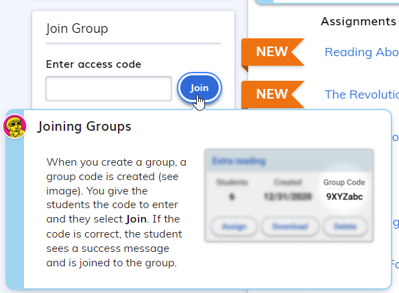 the join groups message