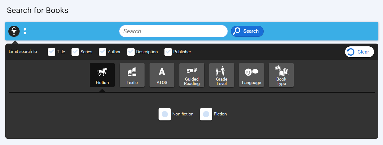 the search filters for older students and faculty