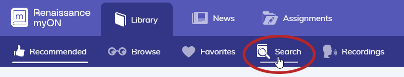 select Library at the top of the page, then Search