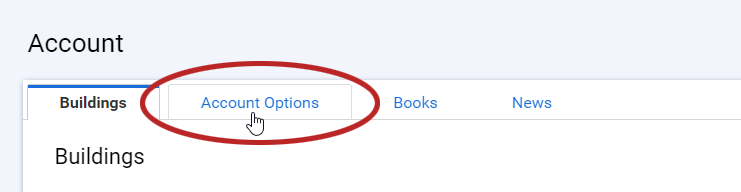 the Account options tab