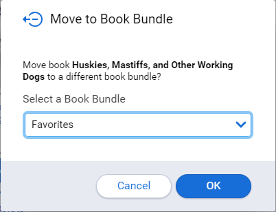 the Move to Book Bundle window