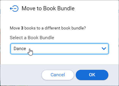 the Move to Book Bundle window