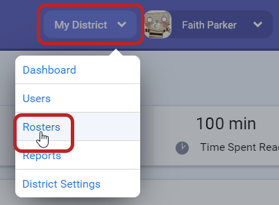 select My District at the top of the page, then Rosters