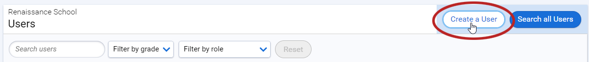 the Create a User button