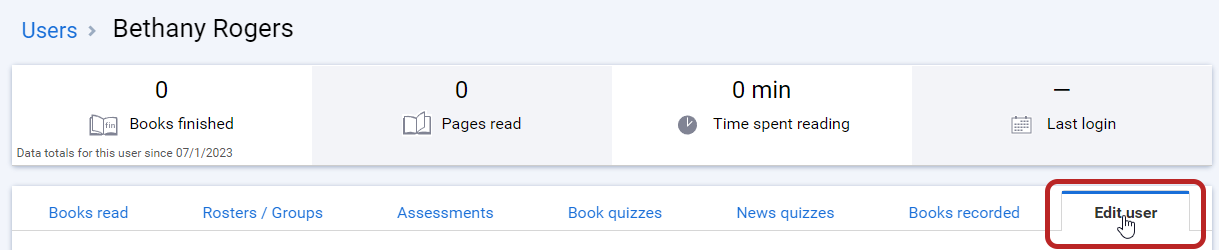 the Edit User tab